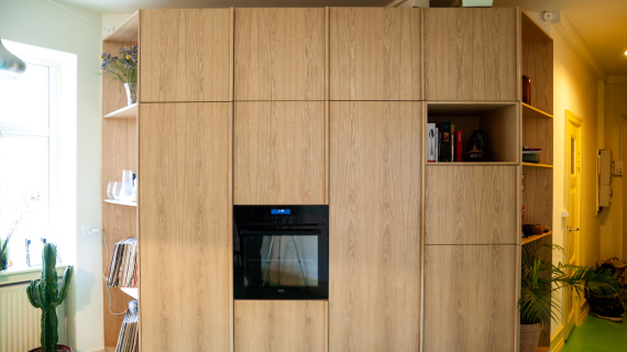 Custom handmade kitchen wall unit